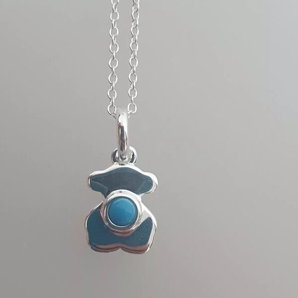 Tous Sterling Silver and Turquoise Necklace and Earrings Set - Picture 2 of 8